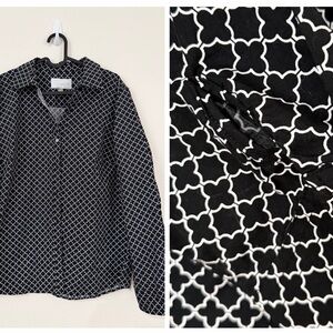 Pappagallo Black and White Geometric Blouse